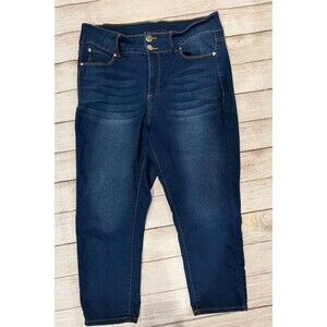 Tahari Comfort Luxe / Fit Solution dark wash cropped skinny jeans Size 14W